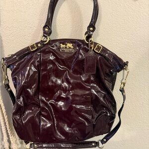 Coach Deep Burgundy Patent Leather Shoulder Bag